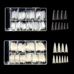 VIVACE 2PACK Natural/Clear Long Stiletto 500 Artificial Fake Gel Nail Tips (Total 1000Tips) 10Sizes For Nail Salon Nail Shop (28510/28512) (Long Stiletto)