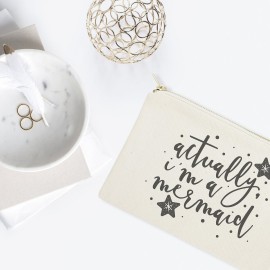 The Cotton & Canvas Co. Actually, I\'m a Mermaid Beach Cosmetic Bag and Travel Make Up Pouch