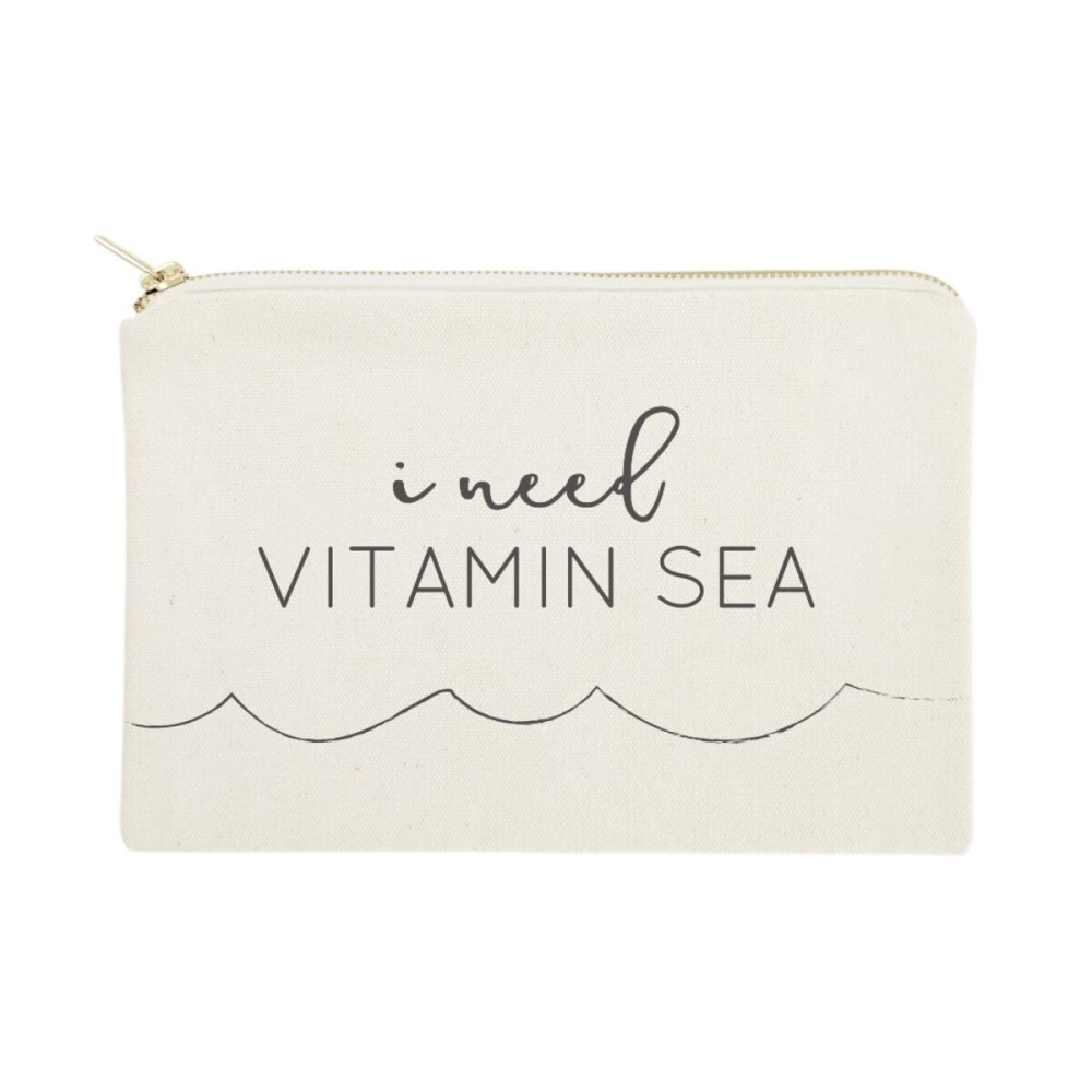 The Cotton & Canvas Co. I Need Vitamin Sea Beach Cosmetic Bag and Travel Make Up Pouch The Cotton & Canvas Co. I Need Vitamin Sea Beach Cosmetic Bag and Travel Make Up Pouch