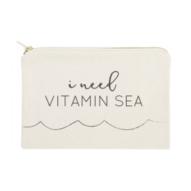 The Cotton & Canvas Co. I Need Vitamin Sea Beach Cosmetic Bag and Travel Make Up Pouch