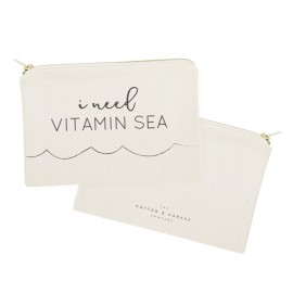 The Cotton & Canvas Co. I Need Vitamin Sea Beach Cosmetic Bag and Travel Make Up Pouch The Cotton & Canvas Co. I Need Vitamin Sea Beach Cosmetic Bag and Travel Make Up Pouch