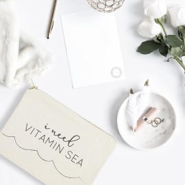 The Cotton & Canvas Co. I Need Vitamin Sea Beach Cosmetic Bag and Travel Make Up Pouch The Cotton & Canvas Co. I Need Vitamin Sea Beach Cosmetic Bag and Travel Make Up Pouch