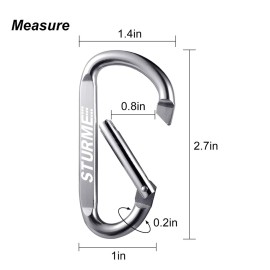 STURME 20pcs 2.7 Carabiner Clip Durable Carabeaner Hooks Small Carabiner D Clip