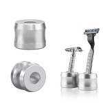 Linkidea 2 Pack Safety Razor Stand, Opening Dia 0.7 (18.5mm) Men\'s Shaving Stand for Bathroom Countertops, Compatible with Gillette Mach 3 (Silver)
