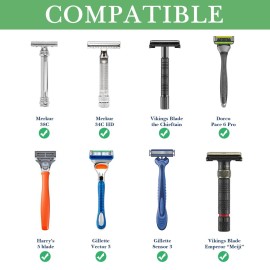 Linkidea 2 Pack Safety Razor Stand, Opening Dia 0.7 (18.5mm) Men\'s Shaving Stand for Bathroom Countertops, Compatible with Gillette Mach 3 (Silver)