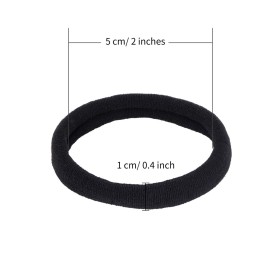 Senkary 50 Pieces Large Hair Ties Elastic Seamless Ponytail Holders Hair Bands for Thick Heavy and Curly Hair, 2 Inch, Black