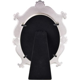 Nerien Vintage Vanity Tabletop Mirror, Metal Oval Decorative Makeup Mirror with Stand, Antique Table Cosmetic Mirror, Coquette Countertop Desk Dresser Mirror for Home Bedroom Bathroom (White, M)