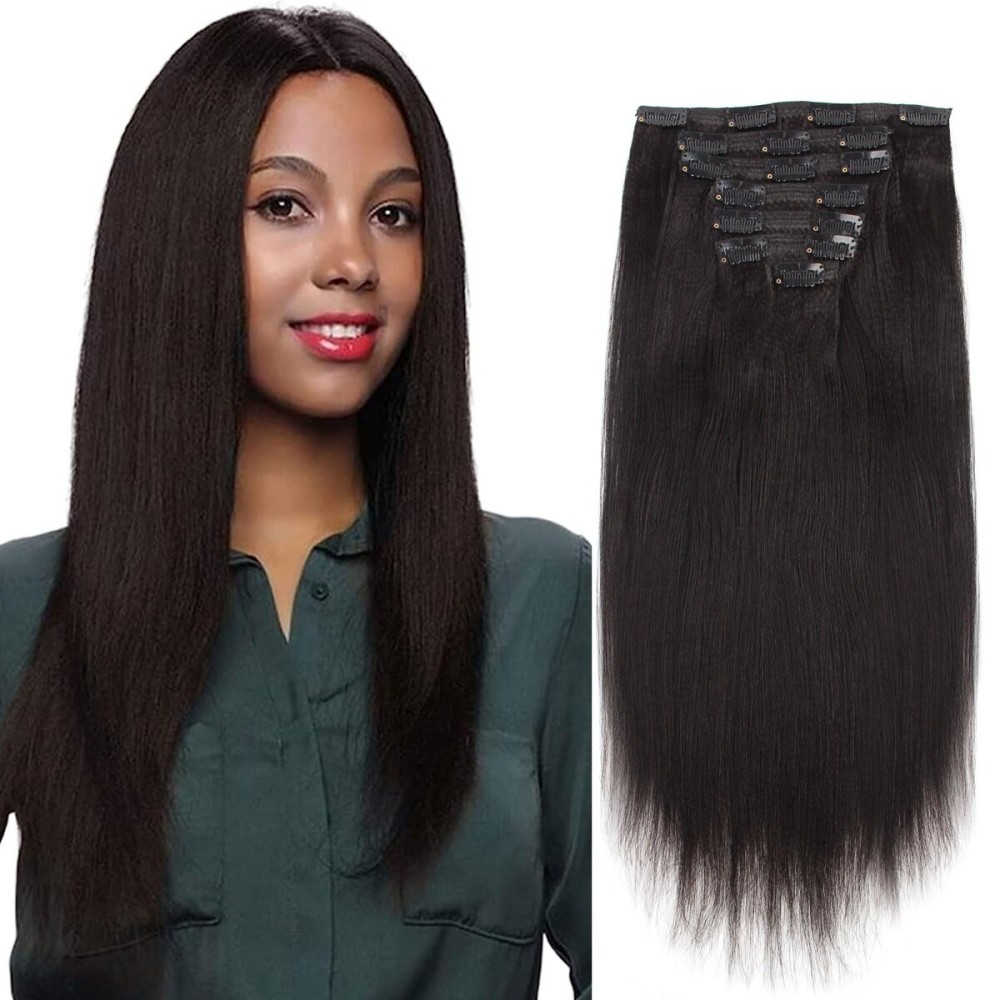 ABH AmazingBeauty Hair Yaki Straight Clip Ins Remy Human Hair Extensions for Black Women Natural Black Light Yaki Clip ins 7 Pieces 120 Gram Per Set, 12 Inch ABH AmazingBeauty Hair Yaki Straight Clip Ins Remy Human Hair Extensions for Black Women Natural Black Light Yaki Clip ins 7 Pieces 120 Gram Per Set, 12 Inch