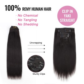 ABH AmazingBeauty Hair Yaki Straight Clip Ins Remy Human Hair Extensions for Black Women Natural Black Light Yaki Clip ins 7 Pieces 120 Gram Per Set, 12 Inch ABH AmazingBeauty Hair Yaki Straight Clip Ins Remy Human Hair Extensions for Black Women Natural Black Light Yaki Clip ins 7 Pieces 120 Gram Per Set, 12 Inch