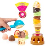 BigOtters Ice Cream Game, Sweet Treats Ice Cream Tower Balancing Game, Pretend Play Food for Kids Birthday Gift