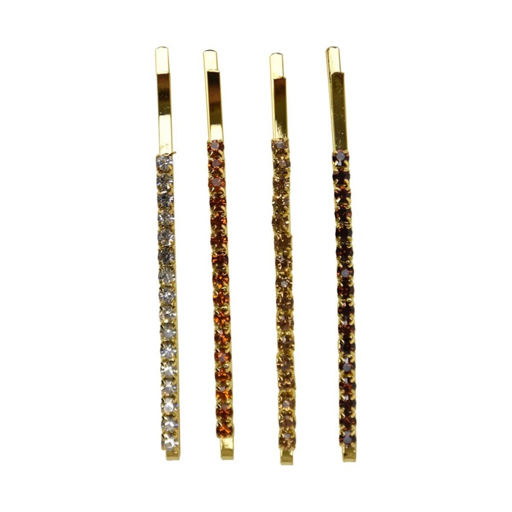 Gold Bridal Hair Clip Bobby Pin With Colored Stones | 4 Count | Multi Gold Bridal Hair Clip Bobby Pin With Colored Stones | 4 Count | Multi