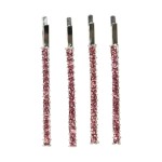 Silver Rhinestone Studded Hair Barette Bobby Pin Clip | 4 Count | Pink