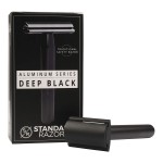 Standard Razors Aluminum Double Edge Safety Razor - Deep Black | Premium Razors for Men | Three Piece Double Edge Razor | Modern Design, Classic Shave