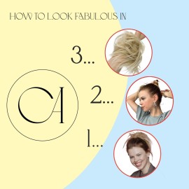 CAISHA XXL Hairpiece Scrunchie Updo Voluminous Slightly Wavy Messy Bun Brown Blond Mix G18F