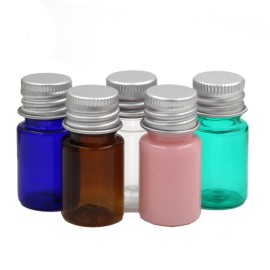 24Pcs 5ml Empty Plastic Bottles Vials Tiny Jars Sample Bottle Mini Storage Container Case with Aluminum Screw Cap for Facial Cream, Cosmetics, Powder (Transparent)