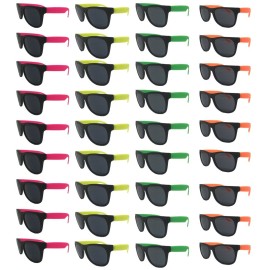 TheGag Neon Sunglasses (Pack 36) Assorted Cool Colors Neon Sunglasses Party Favors-Pack Wholesale Bulk for Adults Kids