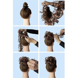CAISHA Hairpiece Hair Wrap Heat-resistant Synthetic Fibres Curly Messy Updo Dirty Blonde Mix HW38