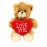 Plushland Stuffed Mocha Heart Bear - Love You- Plush Bear Toy for Kids & Adults - Embroidered Heart Pillow - Brown-6 inches