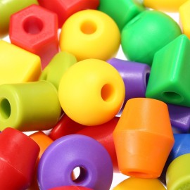 TOODOO String Beads with 100 Beads, 10 Strings and Lacing Beads Set for Toddlers Preschool Learning Occupational Autism