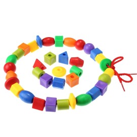 TOODOO String Beads with 100 Beads, 10 Strings and Lacing Beads Set for Toddlers Preschool Learning Occupational Autism
