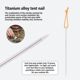 iBasingo 8 Pieces/lot Titanium Alloy Tent Nails Outdoor Camping Tent Stakes Lengthen Tent Pegs 20CM with Rope A-Ti4006P