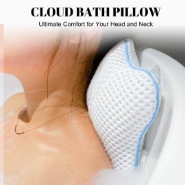 Non Slip Bath Pillow, Luxury Spa Bathtub Head & Neck Rest Support, Permeable Quick Drying Air Mesh Tub Pillow with 4 Large Suction Cups, Fits Any Tubs, Soft and Relaxing Non Slip Bath Pillow, Luxury Spa Bathtub Head & Neck Rest Support, Permeable Quick Drying Air Mesh Tub Pillow with 4 Large Suction Cups, Fits Any Tubs, Soft and Relaxing