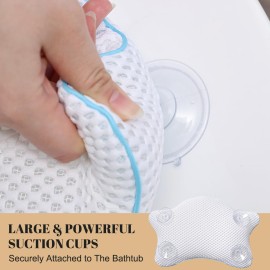 Non Slip Bath Pillow, Luxury Spa Bathtub Head & Neck Rest Support, Permeable Quick Drying Air Mesh Tub Pillow with 4 Large Suction Cups, Fits Any Tubs, Soft and Relaxing Non Slip Bath Pillow, Luxury Spa Bathtub Head & Neck Rest Support, Permeable Quick Drying Air Mesh Tub Pillow with 4 Large Suction Cups, Fits Any Tubs, Soft and Relaxing