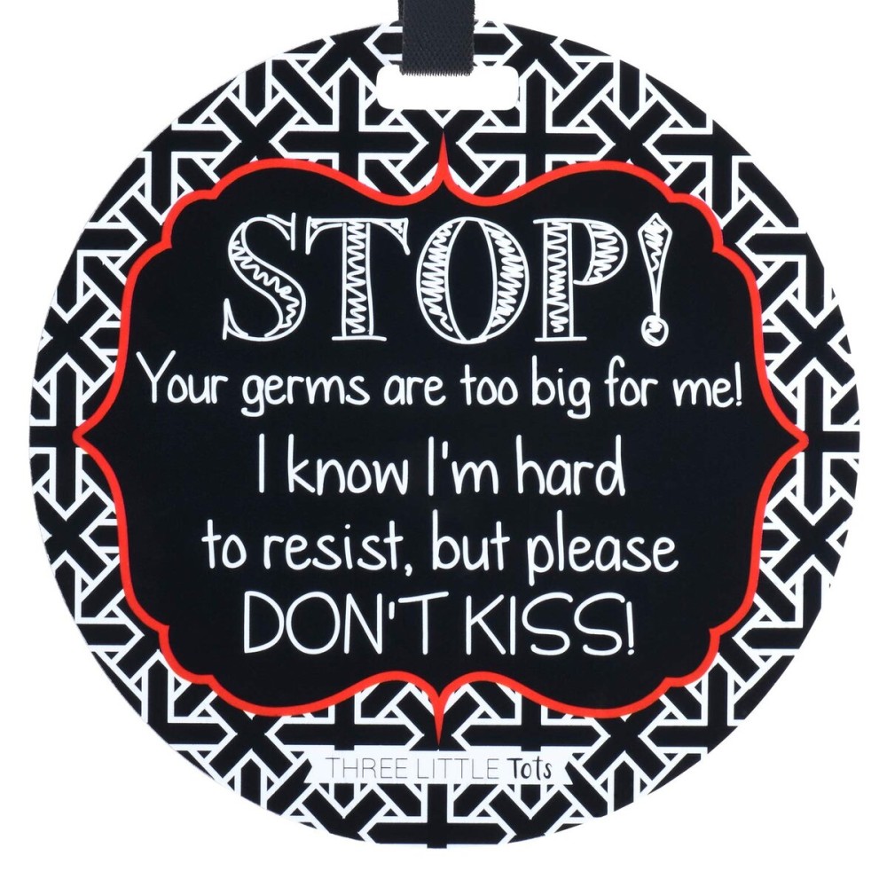 THREE LITTLE TOTS - No Kissing Baby Car Seat Sign or Stroller Tag - CPSIA Safety Tested