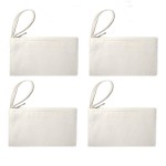 YINGKOR Wristlet Cotton Canvas Zipper Cosmetic Bag Makeup Bags Tool Organizer with Cotton Lining, 5.11x7.48, White, Pack of 4