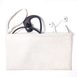 YINGKOR Wristlet Cotton Canvas Zipper Cosmetic Bag Makeup Bags Tool Organizer with Cotton Lining, 5.11x7.48, White, Pack of 4