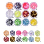 Minejin Nail Art Glitter Foil Slice Glass Broken Piece Stickers Decoration Decal Tips 12 colors