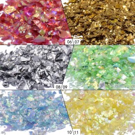 Minejin Nail Art Glitter Foil Slice Glass Broken Piece Stickers Decoration Decal Tips 12 colors Minejin Nail Art Glitter Foil Slice Glass Broken Piece Stickers Decoration Decal Tips 12 colors