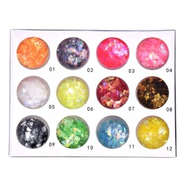 Minejin Nail Art Glitter Foil Slice Glass Broken Piece Stickers Decoration Decal Tips 12 colors Minejin Nail Art Glitter Foil Slice Glass Broken Piece Stickers Decoration Decal Tips 12 colors