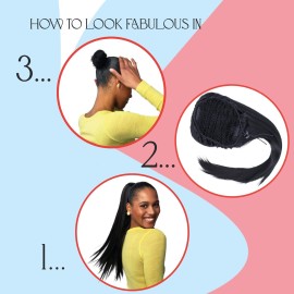 CAISHA 26 Longhair Hairpiece Ponytail Extension Drawstring Straigth Heat-Resistant Synthetic Fibres Black PH601