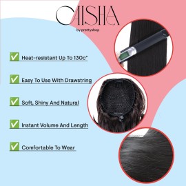 CAISHA 26 Longhair Hairpiece Ponytail Extension Drawstring Straigth Heat-Resistant Synthetic Fibres Black PH601