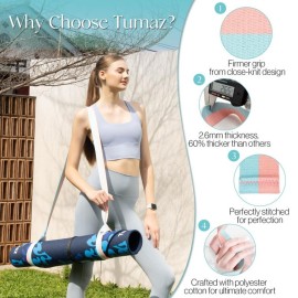 Tumaz Yoga Mat Strap [MAT NOT Included] (2 Sizes) with Extra Thick & Comfy Delicate Texture, Adjustable Yoga Mat Carrier