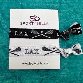 Sportybella Lacrosse Hair Ties for Girls - No Crease, No Tug Ponytail Holders with Lacrosse Design. Lax Party Favors and Gifts for Players (5 Pack)