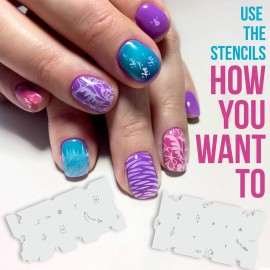 Custom Body Art Airbrush Nail Stencils - Design Series Set  8 Includes 20 Individual Nail Templates with 16 Designs Each for a Total of 320 Designs of Series 8