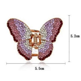 Suoirblss 1PC Elegant Butterfly Hairpin Fancy Rhinestones Claw Clip Jaw Clips for Women Lady (Pink)