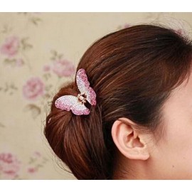 Suoirblss 1PC Elegant Butterfly Hairpin Fancy Rhinestones Claw Clip Jaw Clips for Women Lady (Pink)