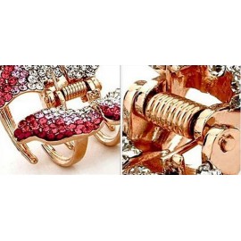 Suoirblss 1PC Elegant Butterfly Hairpin Fancy Rhinestones Claw Clip Jaw Clips for Women Lady (Pink)