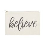 The Cotton & Canvas Co. Believe Cosmetic Bag and Travel Make Up Pouch