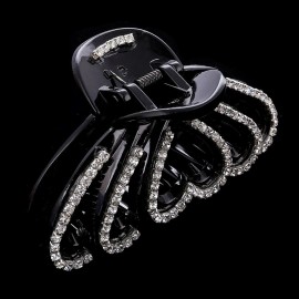 Numblartd Women Lady Black Acrylic Rhinestones Large Fancy Bathe Hair Claw Clip for Thick Hair - Elegant Exquisite Plate Hair Jaw Clips Hairpin (Love-heart shape)