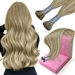 YoungSee Itip Hair Extensions Real Human Hair Highlight Keratin Tip Extensions Light Brown Highlight Blonde I Tip Human Hair Extensions 22In Tip Extensions Long Lasting Hair Extensions 50s 50g
