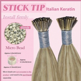 YoungSee Itip Hair Extensions Real Human Hair Highlight Keratin Tip Extensions Light Brown Highlight Blonde I Tip Human Hair Extensions 22In Tip Extensions Long Lasting Hair Extensions 50s 50g