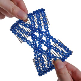 Lovef Easy Magic Hair Beauty Decoration Comb Pearl Stretchy Beaded Hairpin Bow Double Combs Lady in Assorted Color (Blue)