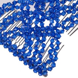 Lovef Easy Magic Hair Beauty Decoration Comb Pearl Stretchy Beaded Hairpin Bow Double Combs Lady in Assorted Color (Blue)