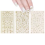 ALLYDREW 3 Sheets Gold Shapes & Gold Diamonds Nail Art Gold Shapes & Gold Diamonds Nail Stickers
