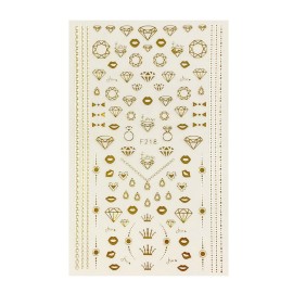 ALLYDREW 3 Sheets Gold Shapes & Gold Diamonds Nail Art Gold Shapes & Gold Diamonds Nail Stickers