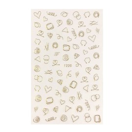 ALLYDREW 3 Sheets Gold Shapes & Gold Diamonds Nail Art Gold Shapes & Gold Diamonds Nail Stickers